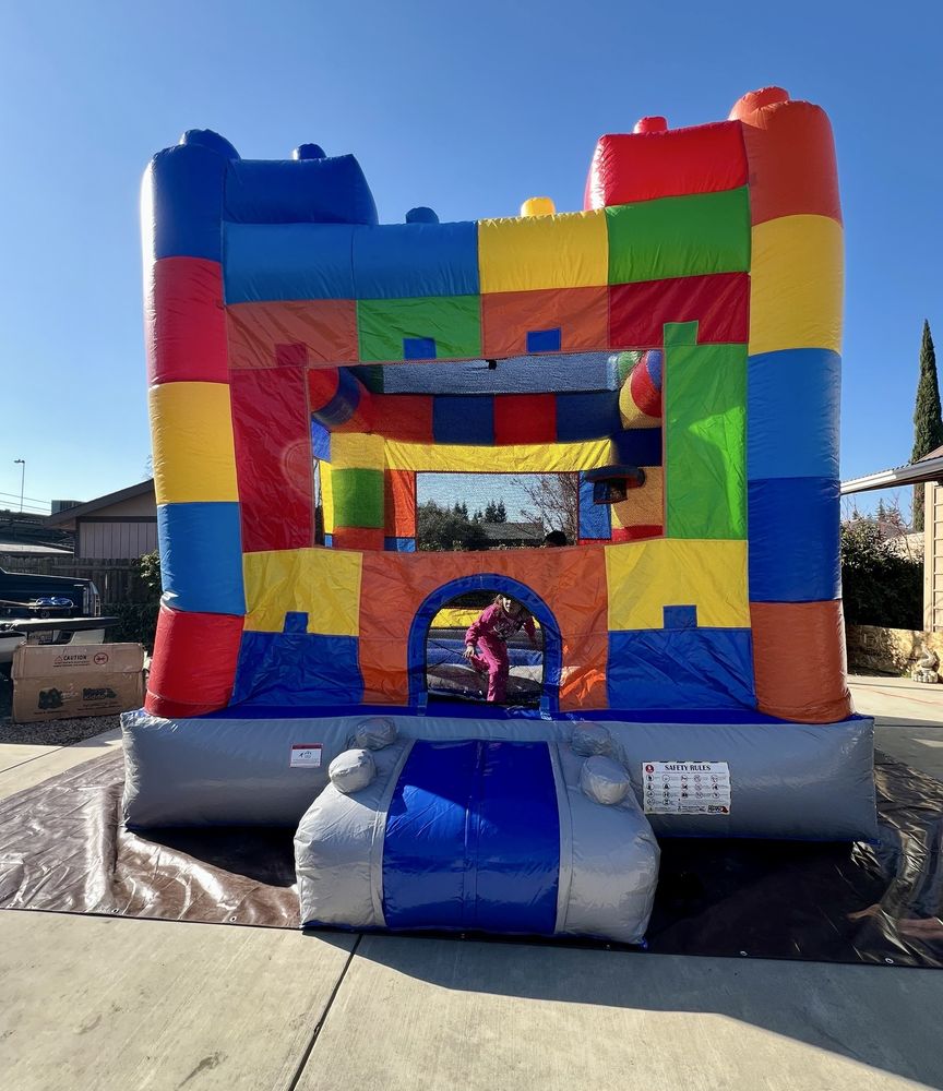 LEGO bounce house front view setup in East Bay California